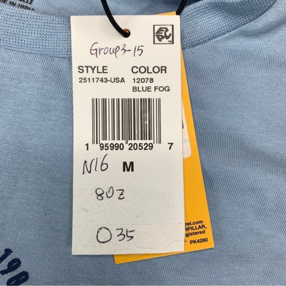 Caterpillar Mens Foundation Pioneers Logo T-Shirt Blue Fog M - Picture 10 of 11